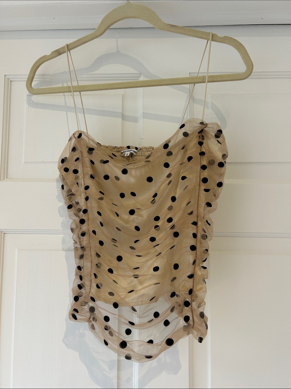 Reformation Beige Sheer Polka Dot Cowl Cami - Picture 2 of 6